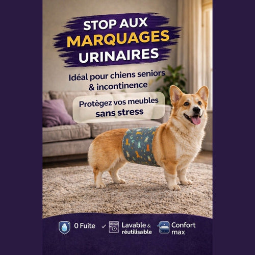 culotte absorbante chien mâle anti fuite protection marquage urinaire lavable