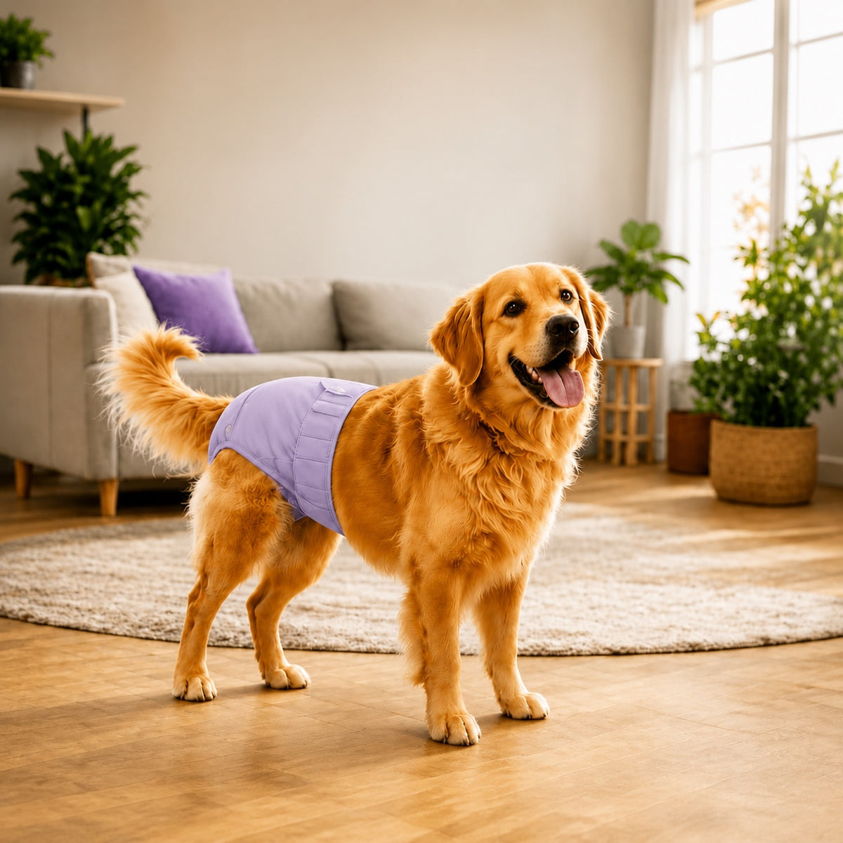 Couverture sans texte de la culotte lavable anti-fuite mauve pastel pour chienne