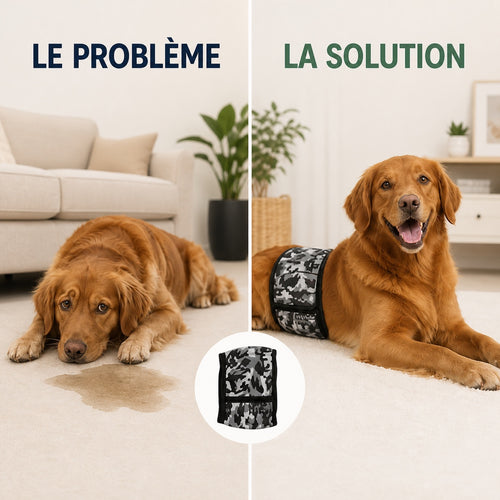 Problème et solution avec la bande ventrale JustinCase lavable pour chien mâle