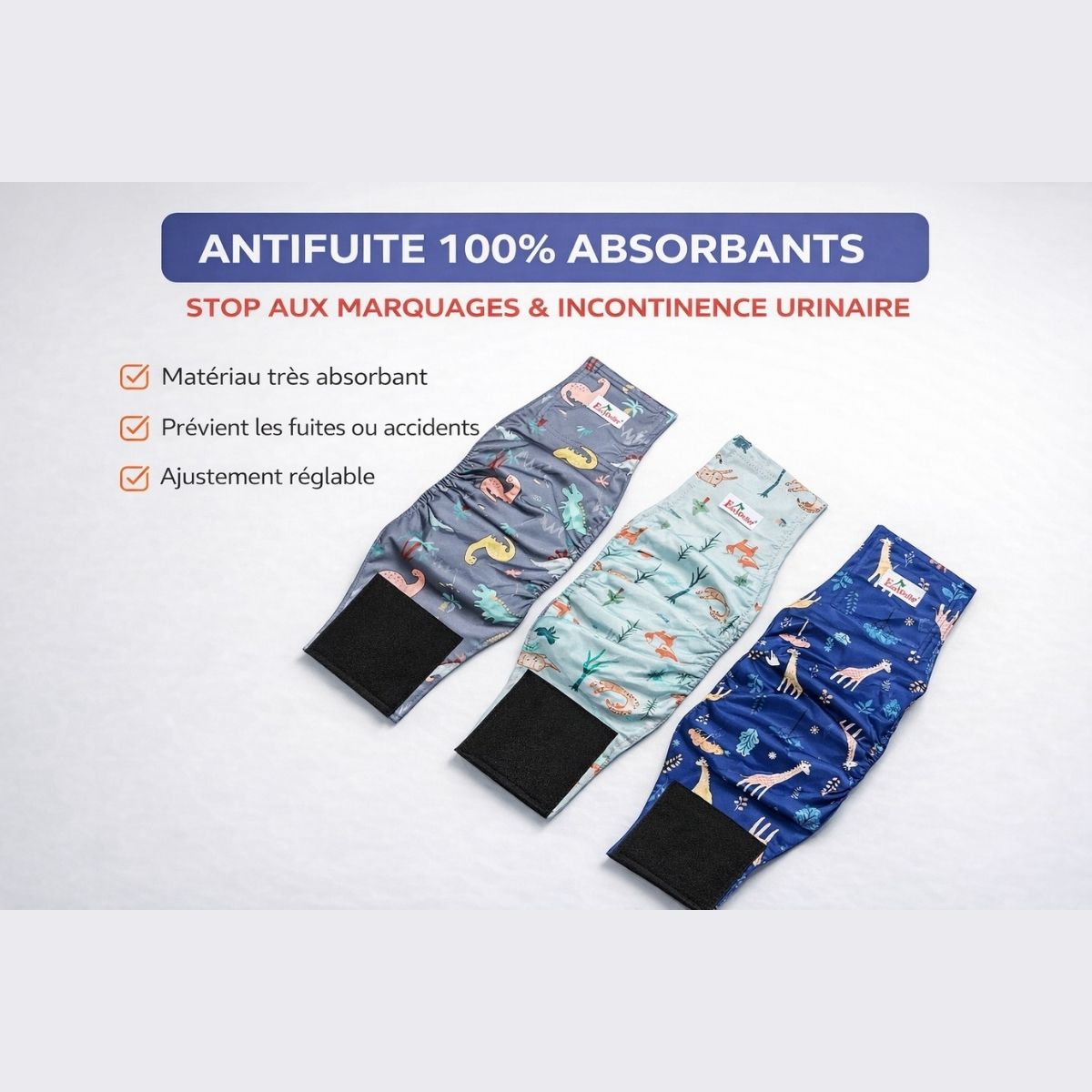 bandeau absorbant chien mâle anti fuite 100% absorbant lavable réutilisable