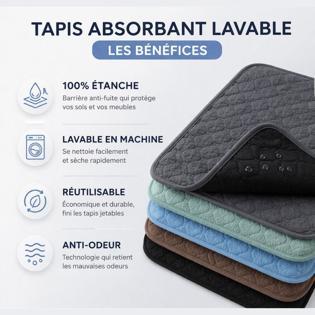 tapis absorbant lavable chien étanche réutilisable confort