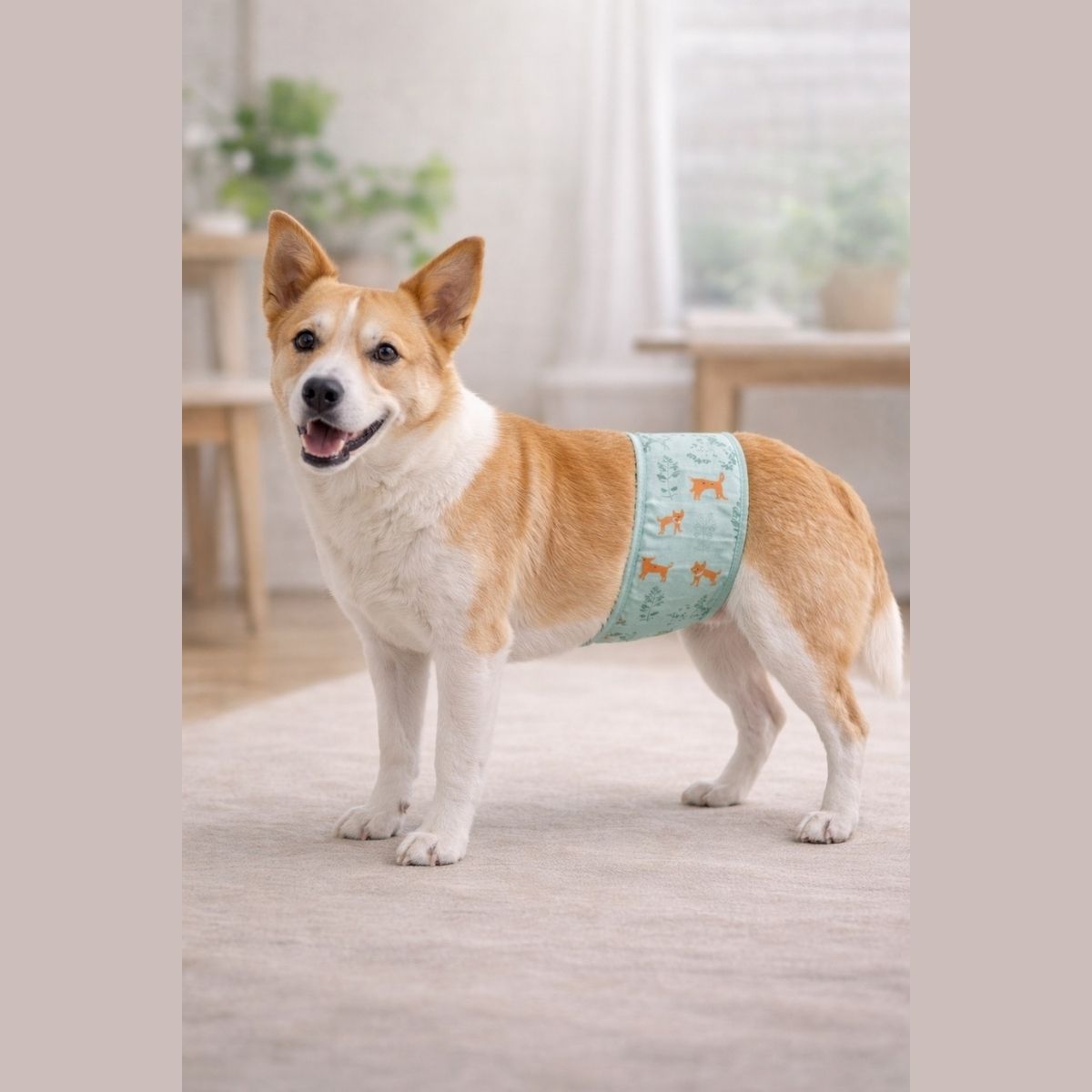 chien portant bandeau anti fuite lavable protection incontinence chien mâle