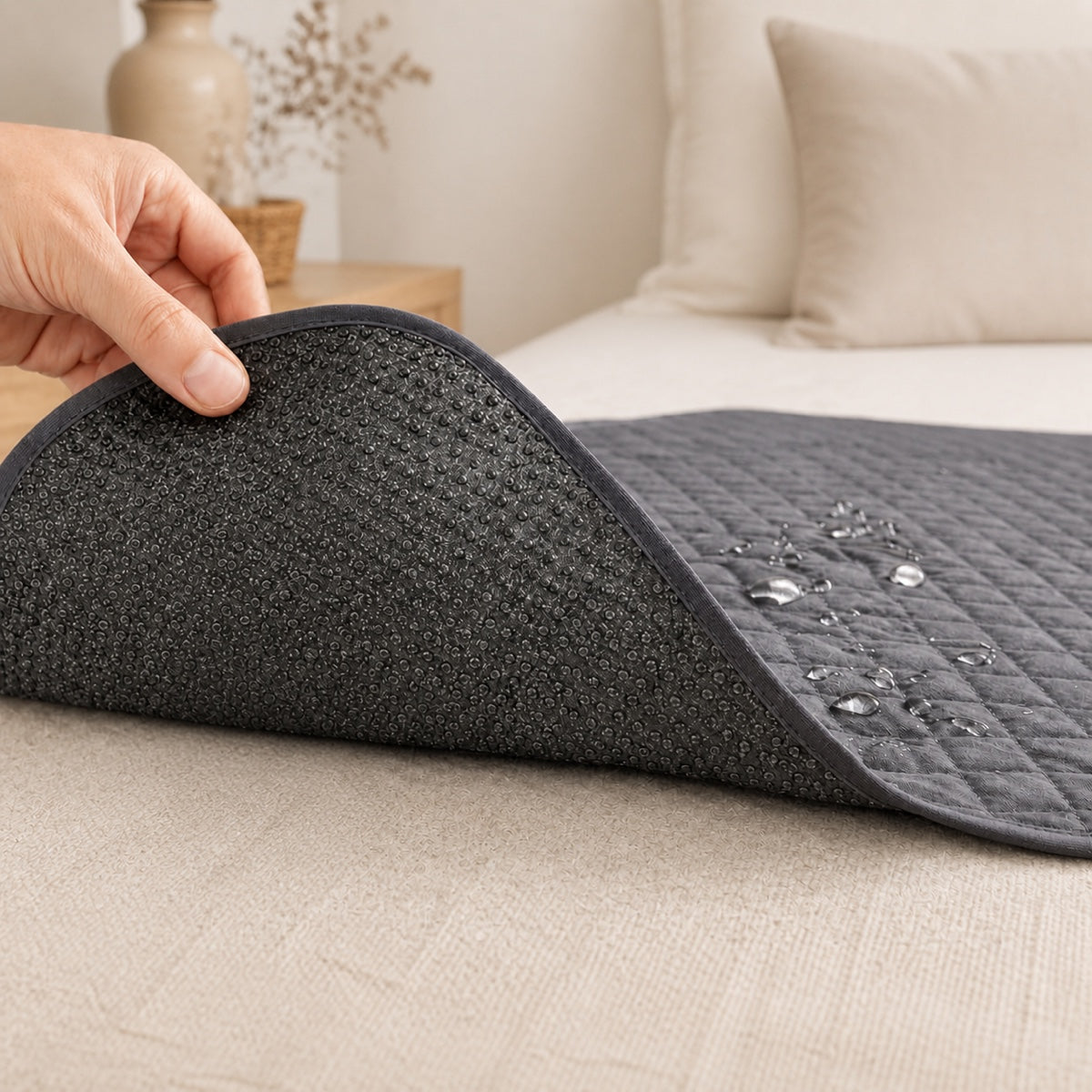 Dessous antidérapant du tapis imperméable gris pour chien