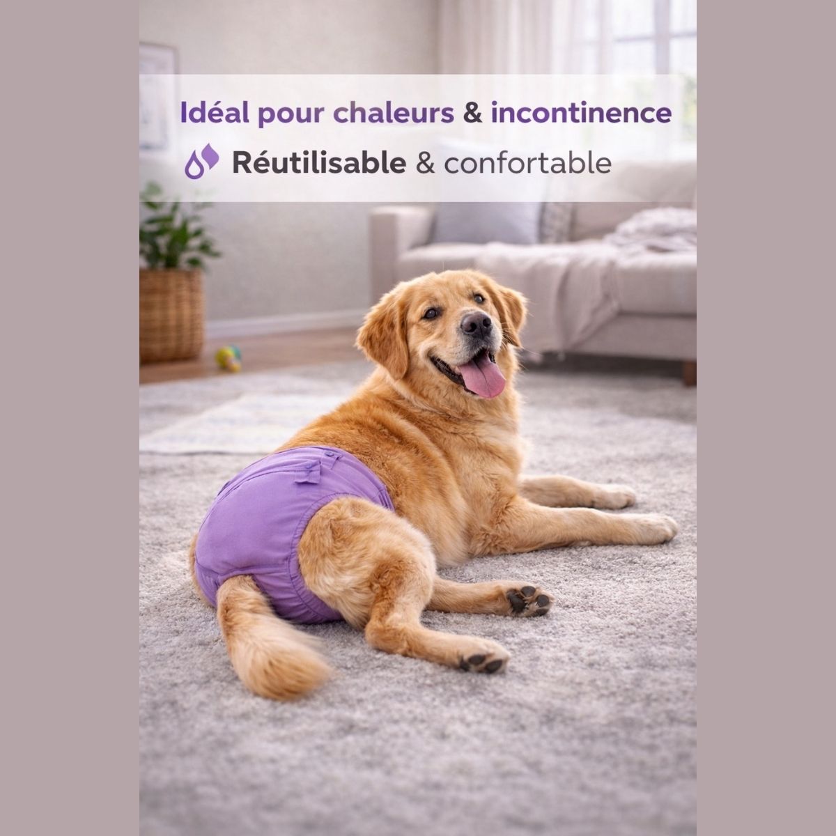 chien portant culotte lavable confortable maison protection  incontinence