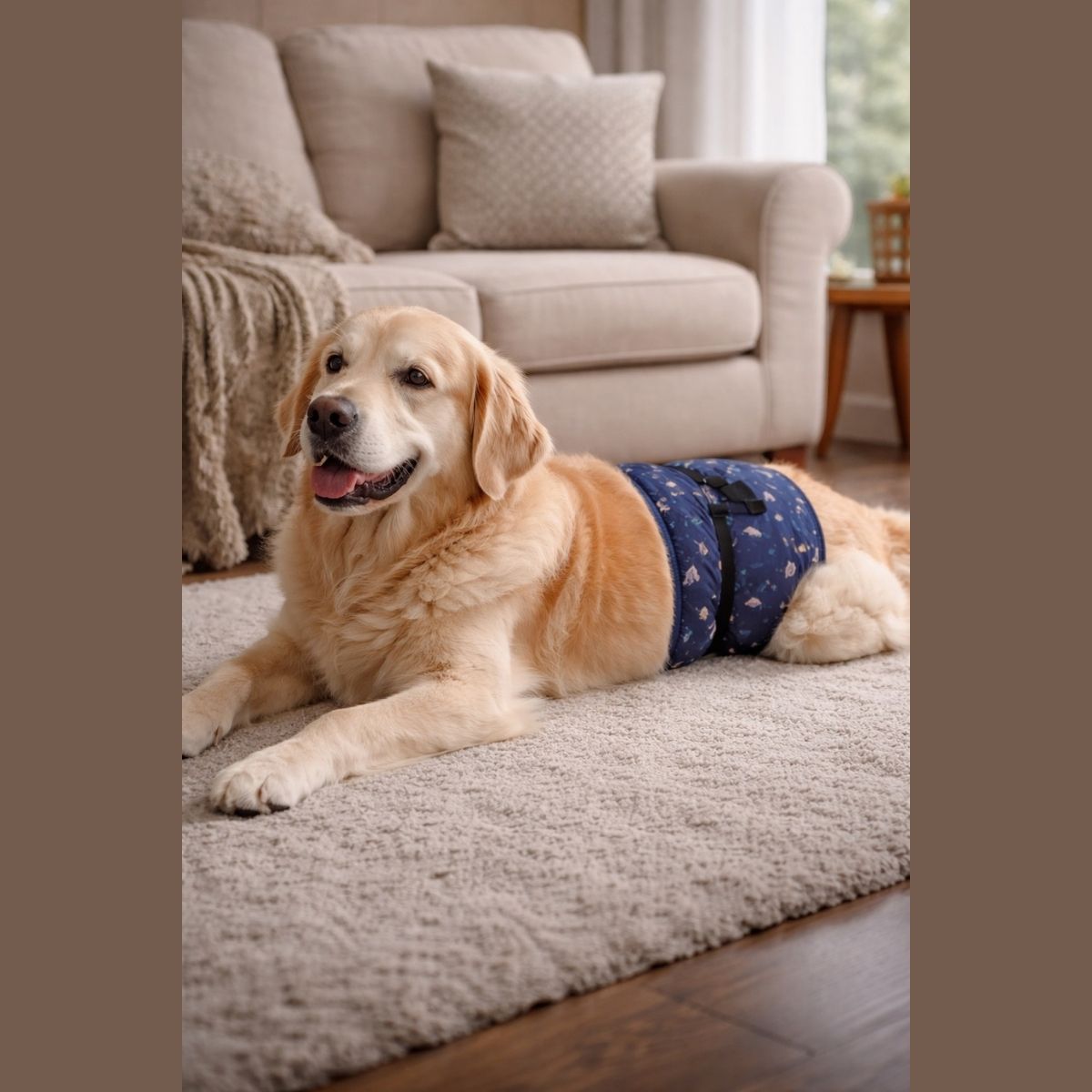 chien repos avec bandeau absorbant confort protection urinaire chien intérieur