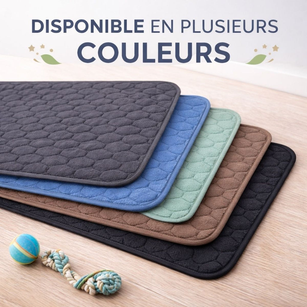 tapis absorbant chien différentes couleurs lavable réutilisable