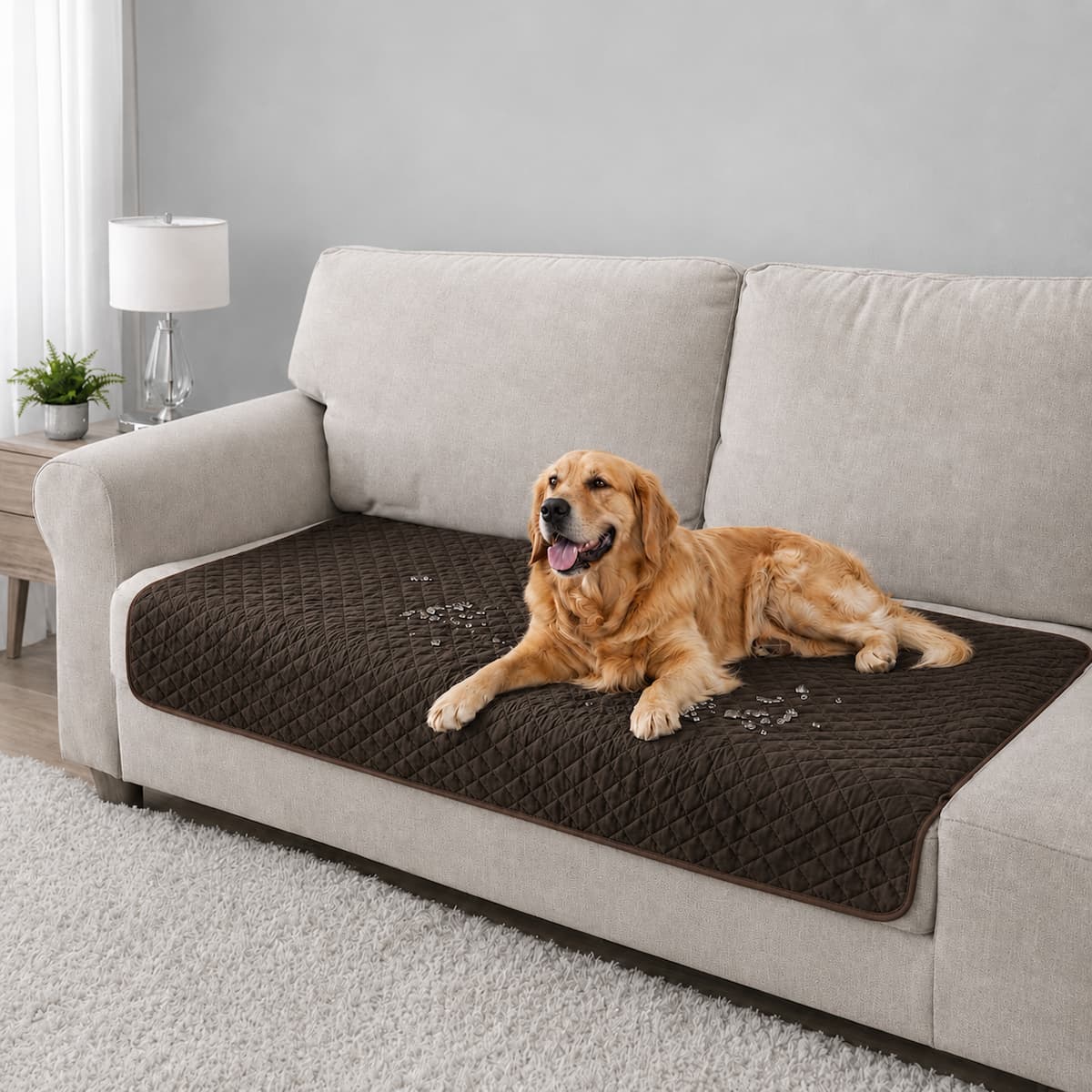 Tapis imperméable pour chien sur canapé, protection anti-fuite et anti-salissures pour chien senior couleur chocolat