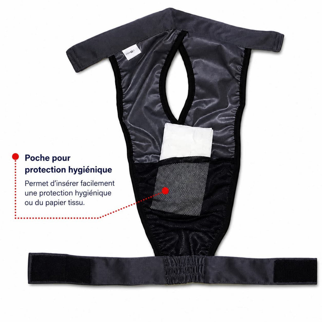 Culotte anti-fuite lavable Brenda ouverte montrant la poche intérieure pour protection hygiénique jetable