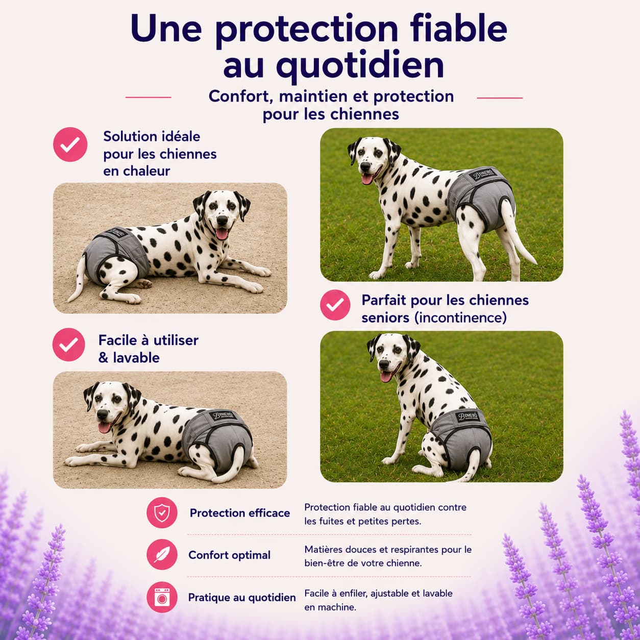 culotte lavable chien protection fiable sans fuite confort sécurité utilisation quotidienne