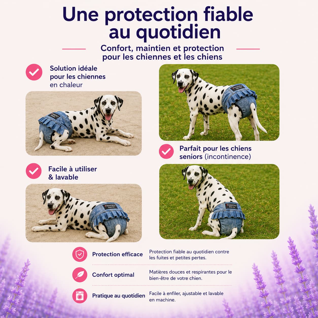 culotte lavable chien protection fiable sans fuite confort sécurité utilisation quotidienne