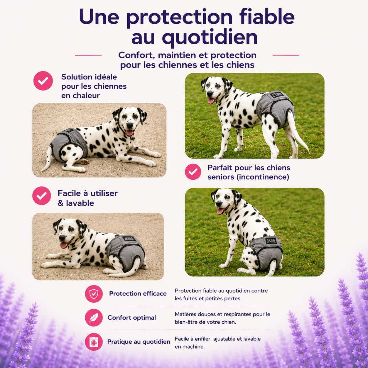 culotte lavable chien protection fiable sans fuite confort sécurité utilisation quotidienne