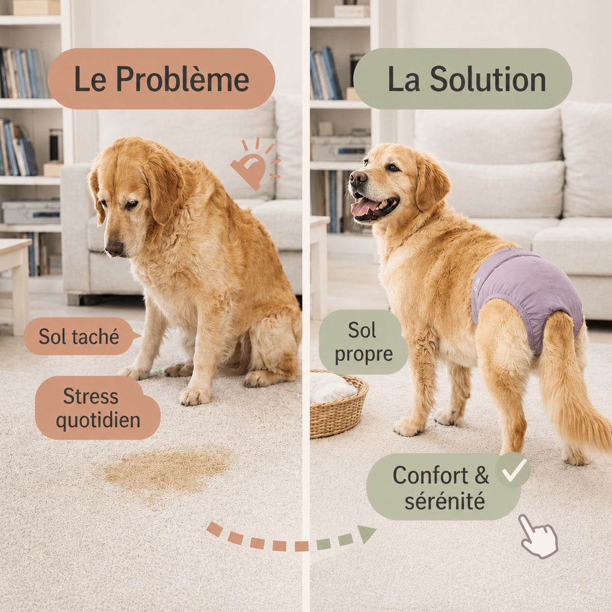 Culotte lavable anti-fuite pour chienne : problème et solution