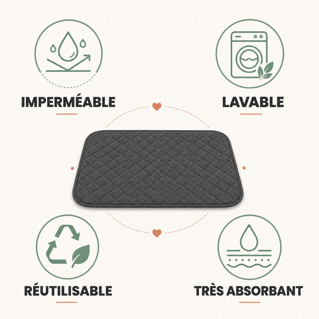 Tapis absorbant lavable pour chien senior avec bénéfices imperméable, réutilisable et très absorbant